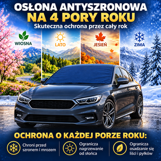 Zestaw mata antyszronowa + pokrowce na lusterka i wycieraczki granatowy