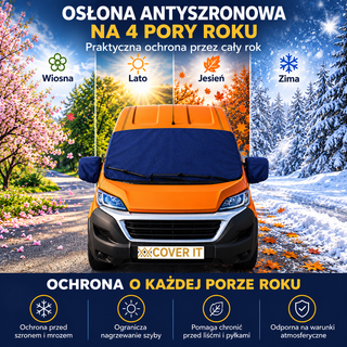Zestaw mata antyszronowa + pokrowce na wycieraczki i lusterka do busa granatowy