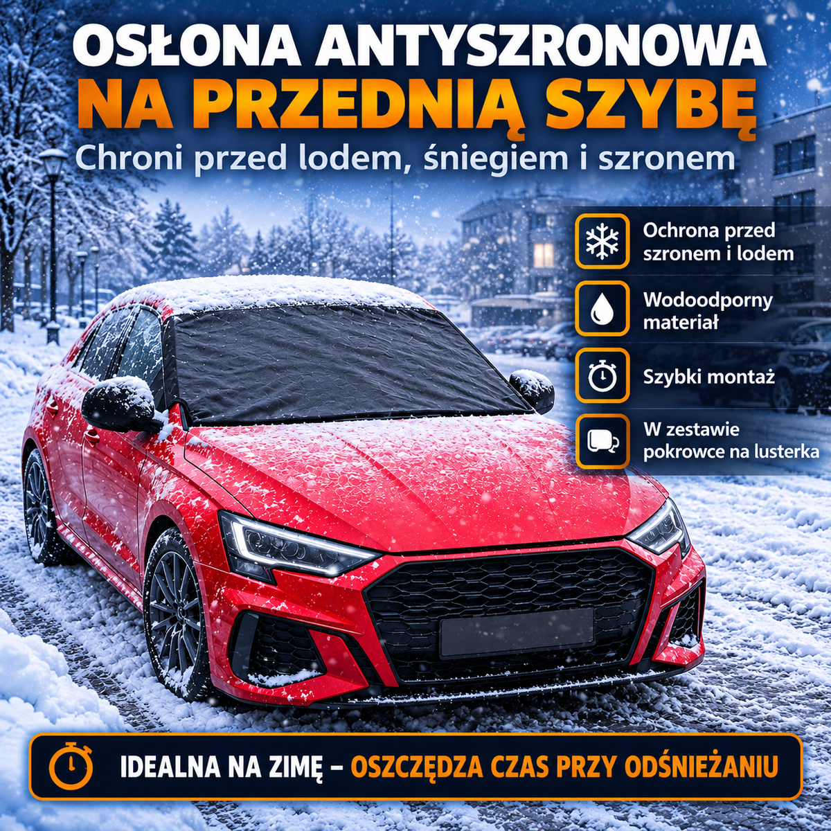 Zestaw mata antyszronowa + pokr. na lusterka i wycieraczki grafitowy