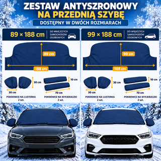 Zestaw mata antyszronowa + pokrowce na lusterka i wycieraczki granatowy