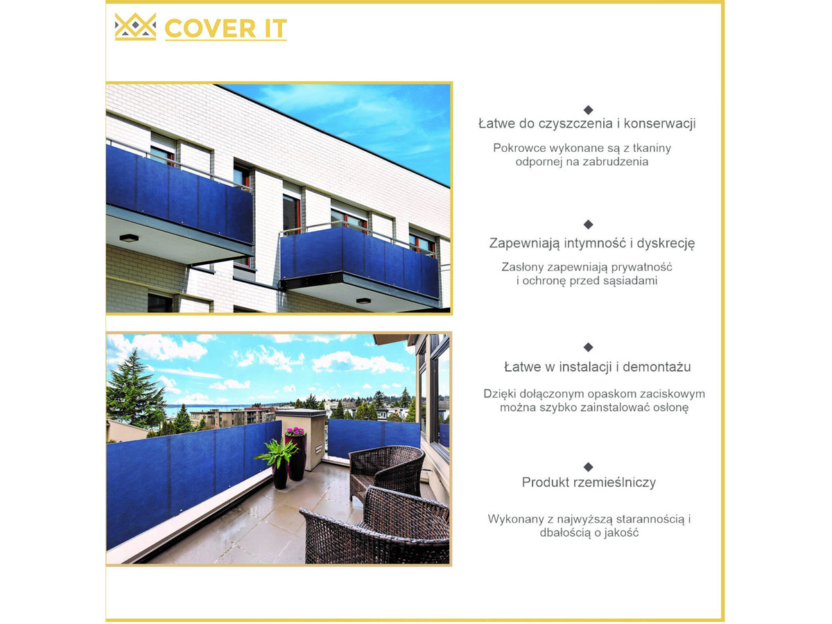 Osłona balkonowa na wymiar standard 150g granatowa