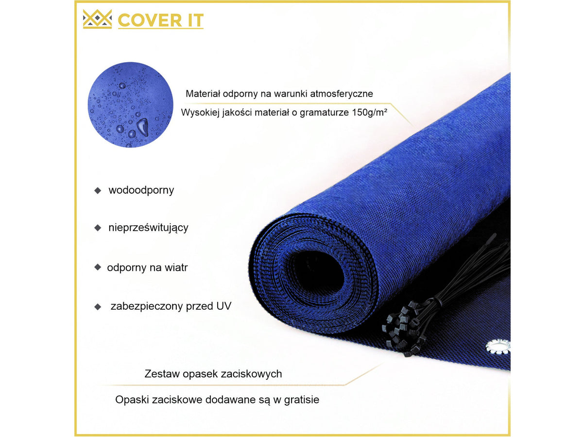 Osłona balkonowa na wymiar standard 150g granatowa