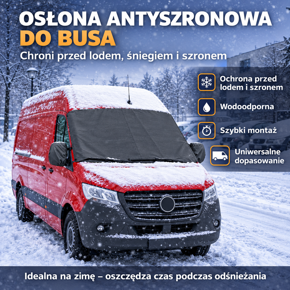 Zestaw mata antyszronowa + pokr. na wycieraczki i lusterka do busa grafitowy