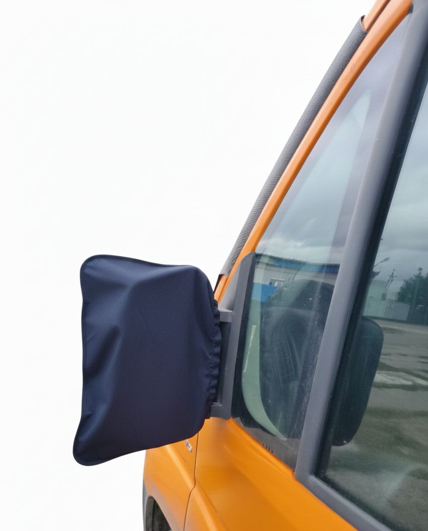 Zestaw mata antyszronowa + pokrowce na wycieraczki i lusterka do busa granatowy