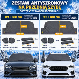 Zestaw mata antyszronowa + pokr. na lusterka i wycieraczki grafitowy